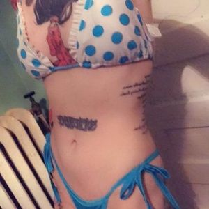 Womens Blue and white thong bikini, sz SM